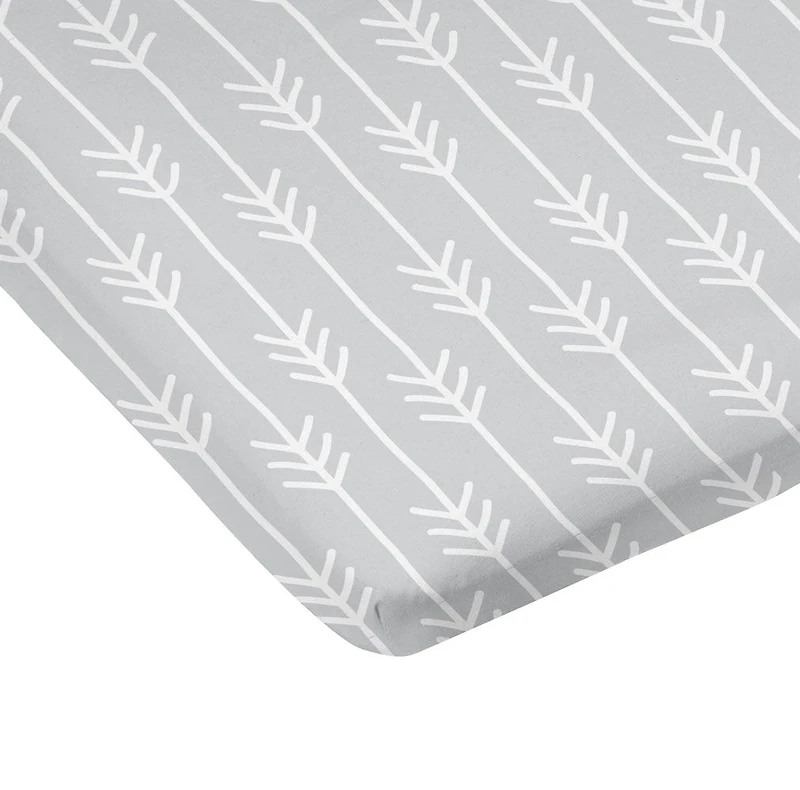 Kushies Flannel Playard Sheet - Grey Arrows