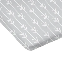 Kushies Flannel Playard Sheet - Grey Arrows