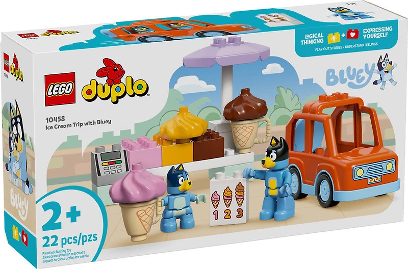 LEGO DUPLO Bluey Ice Cream Trip with Bluey Toddler Toy - Sensory Toy For Kids Ages 2+ - 10458