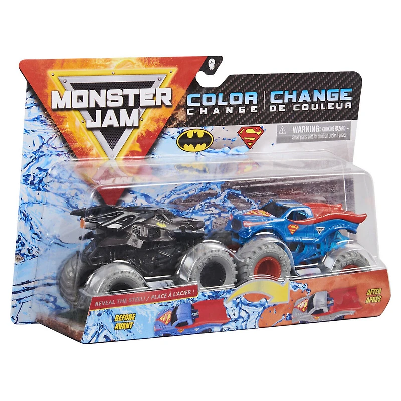 Monster Jam, Monster trucks Batman vs. Superman officiels qui changent de couleur en métal moulé, échelle 1:64