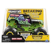 Monster Jam, Monster truck officiel en métal moulé Grave Digger Breaking World Records, échelle 1:24