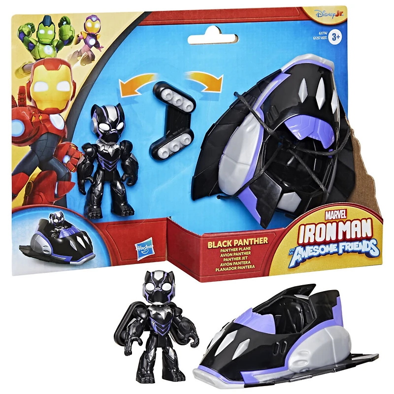 Marvel Iron Man and his Awesome Friends, figurine Black Panther avec avion