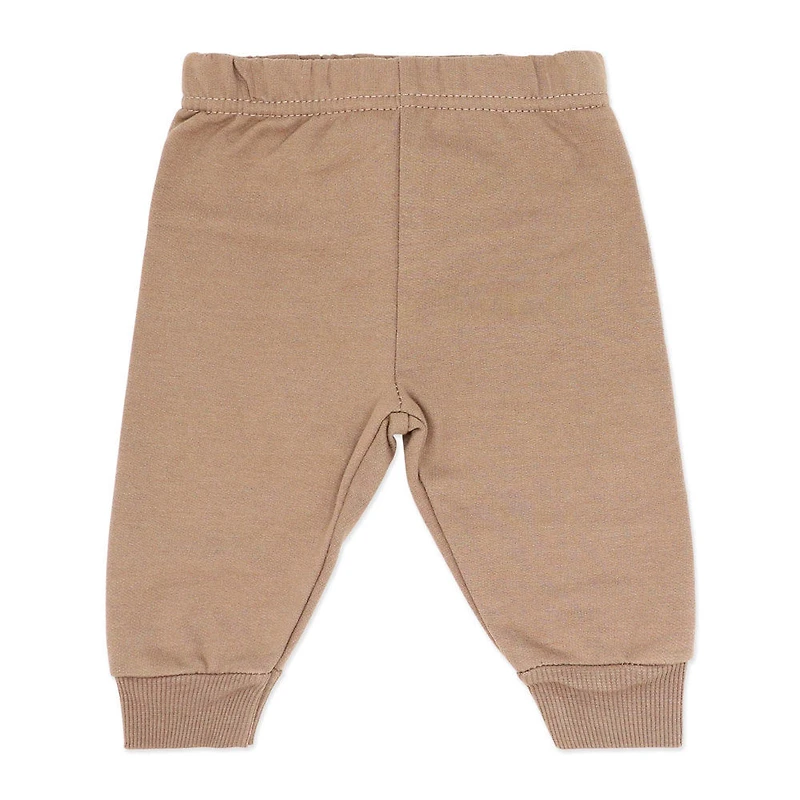 Baby Mode 3 Piece Fleece Jogger Set:Brown Dog  12M