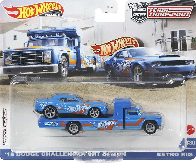 Hot Wheels Team Transport Retro Rig and '18 Dodge Challenger SRT GRK51