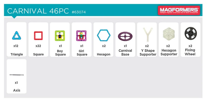 Magformers - Ensemble de carnaval de 46 pièces