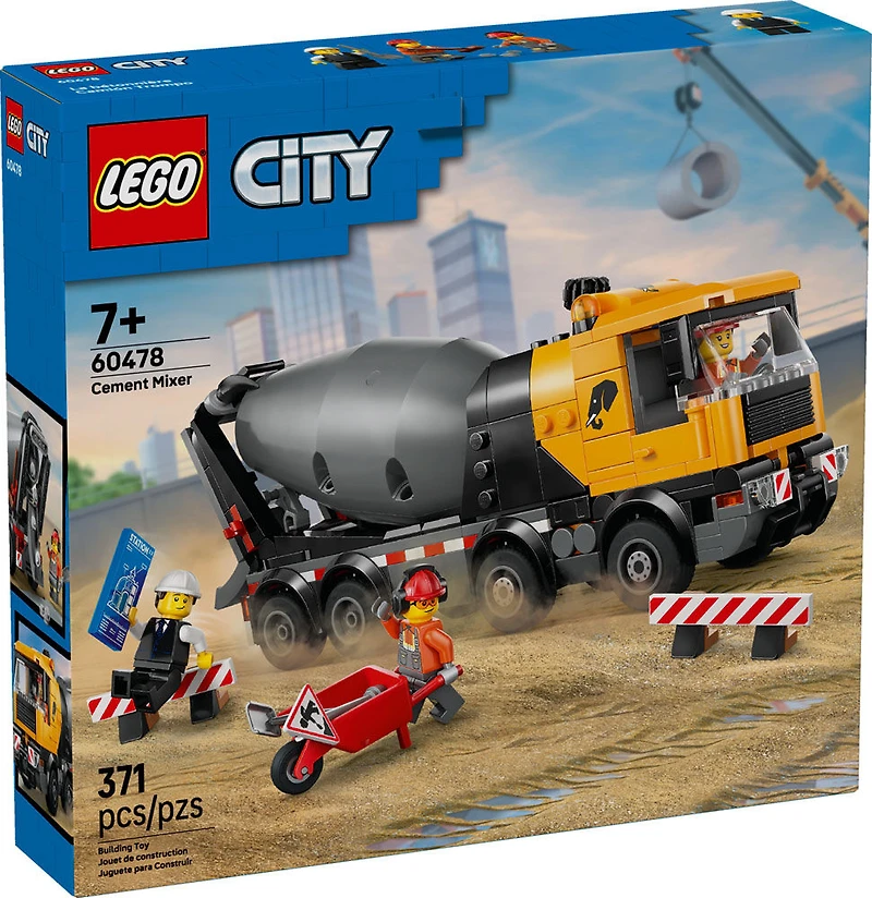 LEGO City Cement Mixer Truck Building Toy for Boys & Girls - Kids Construction Set, Ages 7+ - 60478