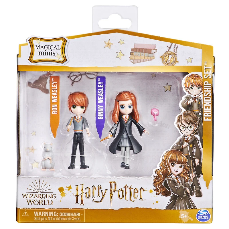 Wizarding World, Magical Minis, Friendship Set Ron et Ginny Weasley avec figurines de jeu à collectionner et 2 créatures