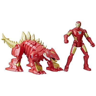 Marvel Mech Strike Mechasaurs, figurine Iron Man de 10 cm avec Iron Stomper Mechasaur