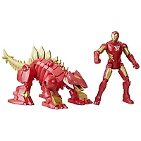 Marvel Mech Strike Mechasaurs, figurine Iron Man de 10 cm avec Iron Stomper Mechasaur