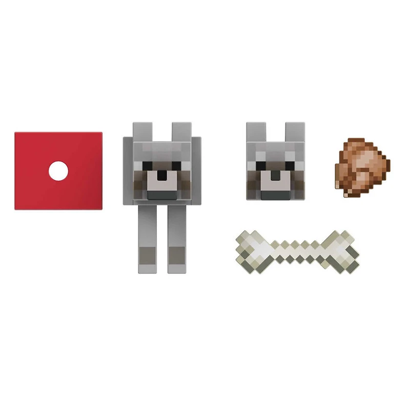 Minecraft-Loup-Figurine à collectionner avec accessoires