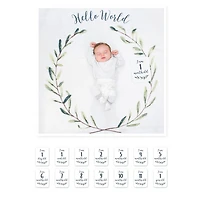 Lulujo -Baby's 1st Year Milestone Blanket Hello World Wreath