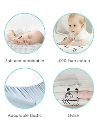 Kushies Playard Sheet Flannel Grey Feathers