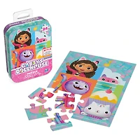 Gabby's Dollhouse, Puzzle de 24 pièces, animaux de dessin animé Pandy, Cakey, DJ Catnip, série originale Netflix, avec boîte en métal