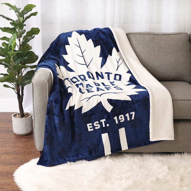 Couverture en polaire Sherpa à motif sportif des Maple Leafs de Toronto de la LNH(50 x 60)