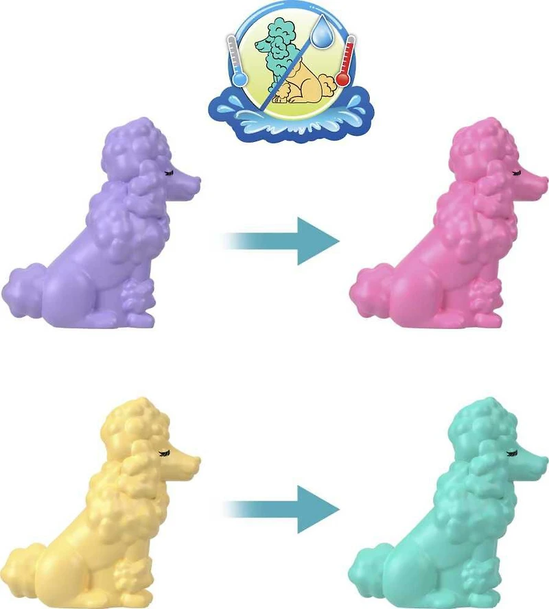 Polly Pocket Dolls and Playset, Animal Toys Groom & Glam Poodle Compact Playset