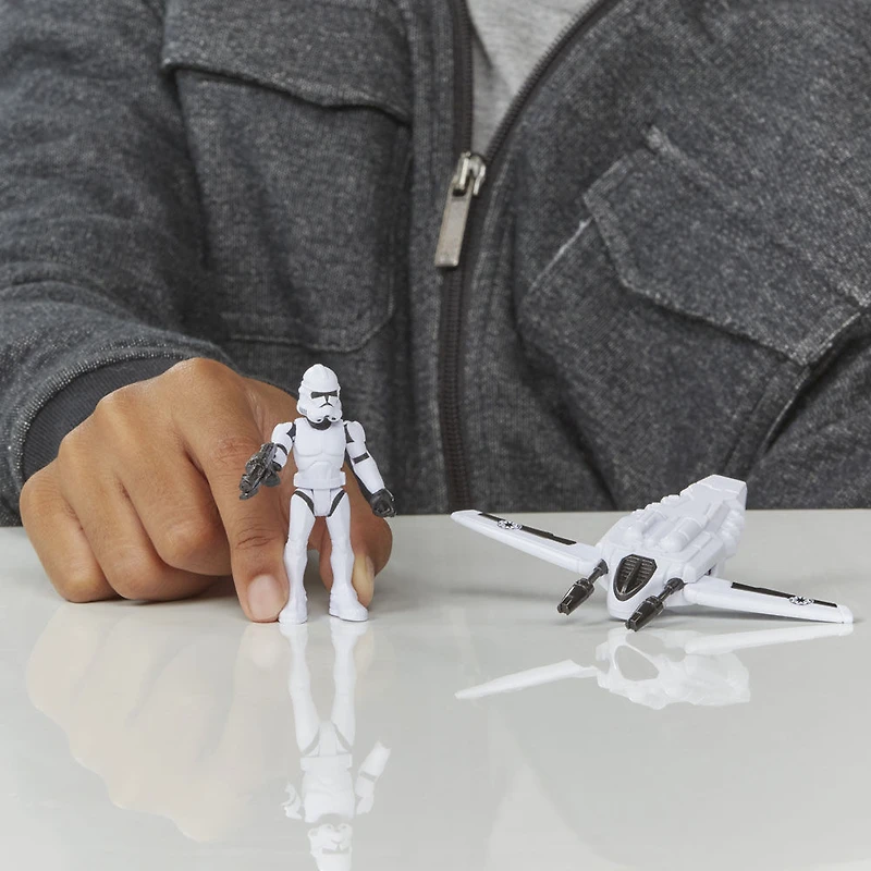Star Wars Mission Fleet, Clone Trooper Arena Rescue, classe équipement, figurine de 6 cm avec véhicule
