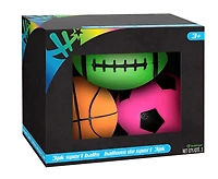 3 Pack Neon Sports Balls Boxed - Les couleurs et les motifs peuvent varier