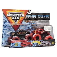 Monster Jam, Monster trucks Captain's Curse vs Crushstation officiels qui changent de couleur en métal moulé, échelle 1:64