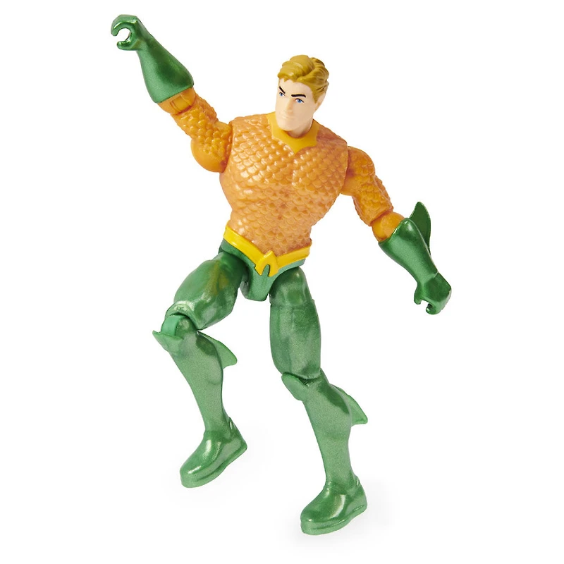 DC Comics, Figurine articulée AQUAMAN de 10 cm avec 3 accessoires mystère