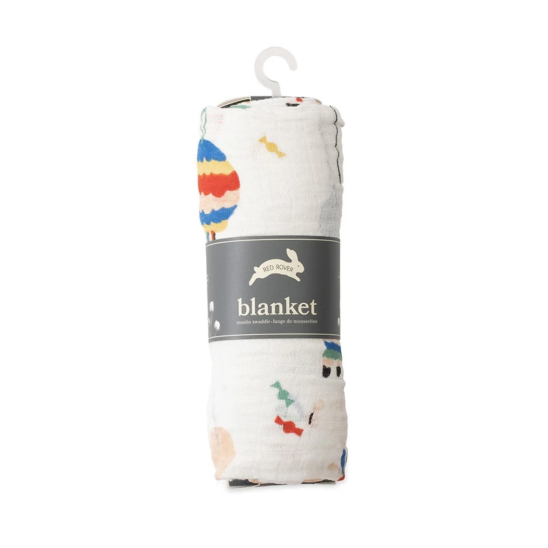 Swaddle Coton Mousseline Simple Red Rover - Party Time - Notre exclusivité