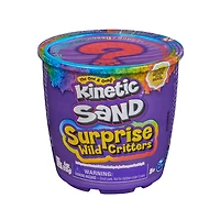 Kinetic Sand Surprise Wild Critters, 4oz Play Sand, Surprise Toy Character & Reusable Sand Storage with Lid, Sensory Toys