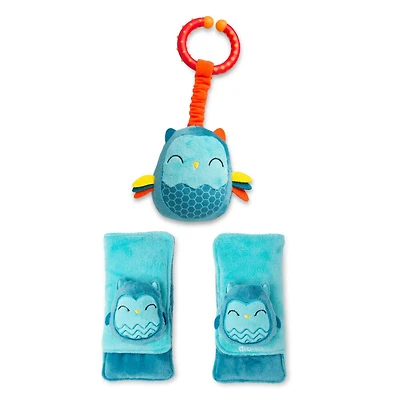 Coussinets de harnais et jouet de personnage hibou Diono