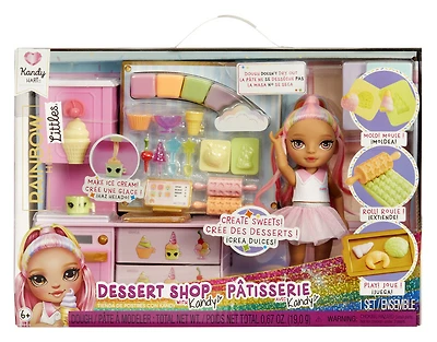 Rainbow High Littles Dessert Shop Playset + Small Doll (Pink 5.5")