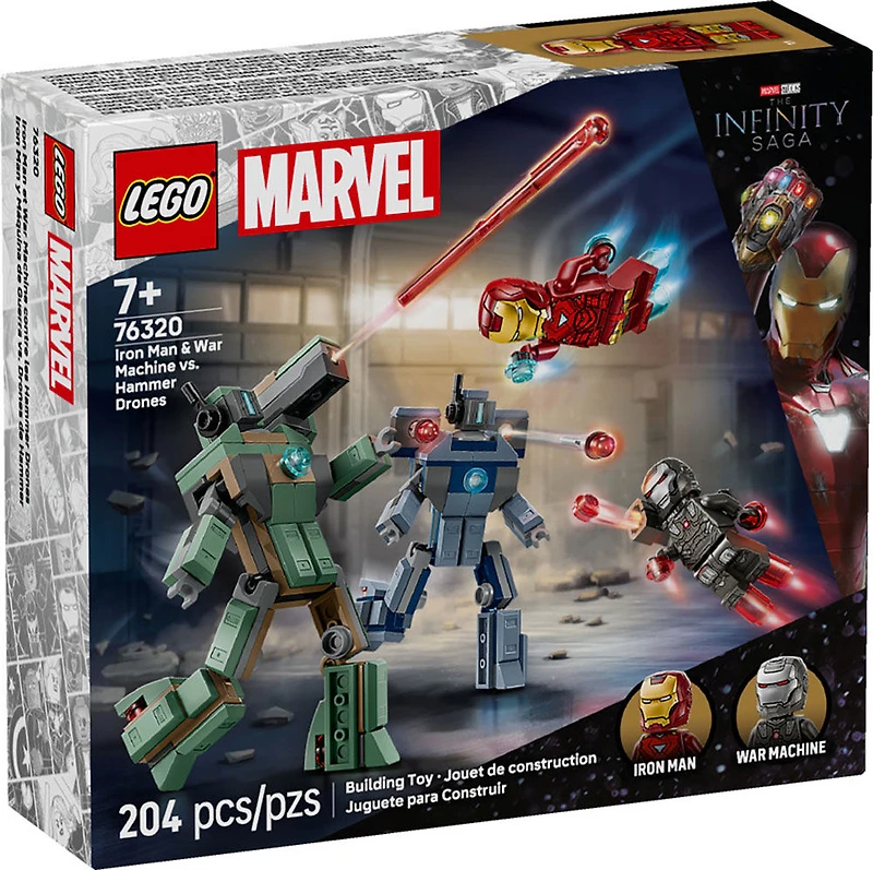 LEGO Marvel Iron Man & War Machine vs. Hammer Drones Building Toy for Boys & Girls, Ages 7+ - 76320