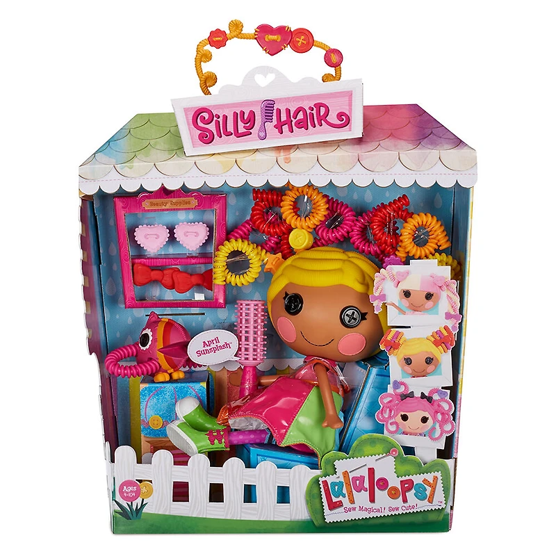 Lalaloopsy Silly Hair Doll - April Sunsplash with Pet Toucan, 13" rainbow hair styling doll