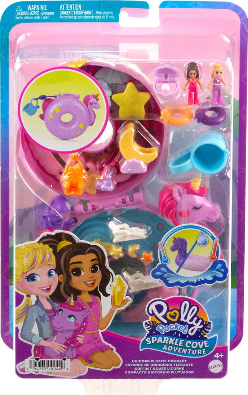 Polly Pocket-Coffret Bouée Licorne 2 mini-figurines et 12 accessoires