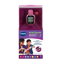 VTech KidiZoom Smartwatch DX3 avec deux appareils photo, lumière à DEL et flash, jumelage sécurisé des montres, effets photo et vidéo, jeux, podomètre, résistant aux éclaboussures