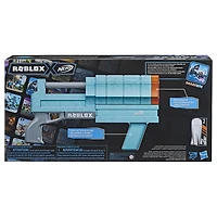 Nerf Roblox, blaster lance-roquette SharkBite: Web Launcher, inclut code pour objet virtuel exclusif, 2 roquettes Nerf, mécanisme à pompe