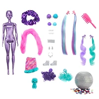 Barbie Color Reveal Glitter! Hair Swaps Doll, Glittery Purple with 25 Surprises