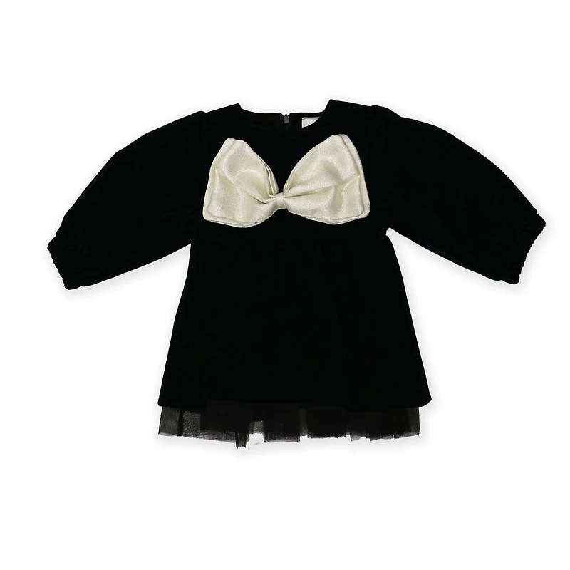 Baby Mode Signature Black Velvet Bow Dress