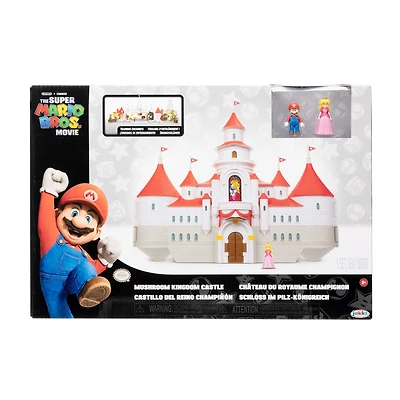 Super Mario Bros Le Film - Ensemble Château du Royaume Champignon avec figurines miniatures Mario et Princesse Peach de 1,25"