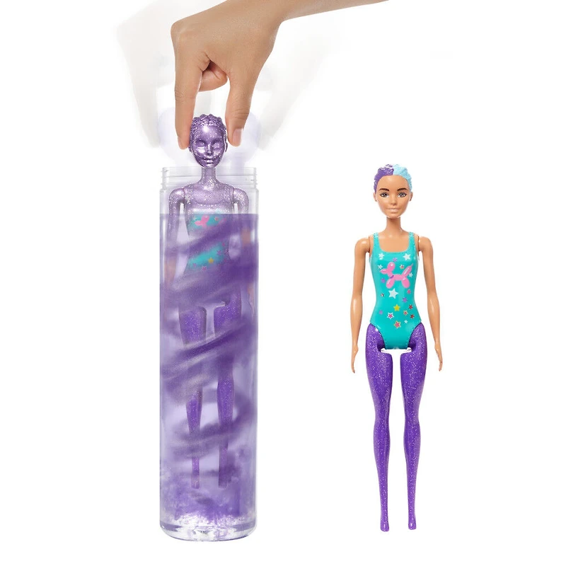 Barbie Color Reveal Glitter! Hair Swaps Doll, Glittery Purple with 25 Surprises