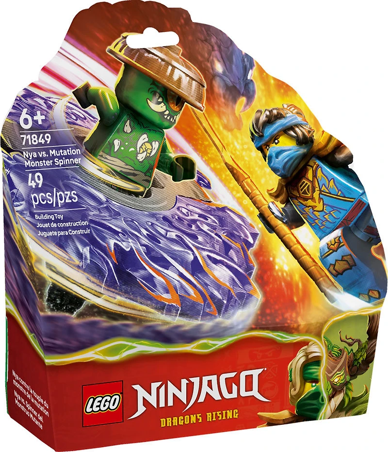 LEGO NINJAGO Nya contre la Toupie du Monstre de la Mutation, Jouet de Combat, Ensemble de Jeu avec 2 Figurines 71849