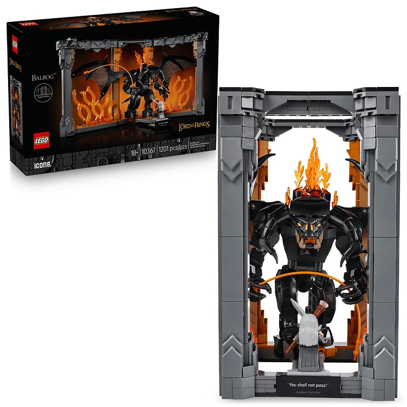 LEGO Icons The Lord of the Rings: Balrog Book Nook Bookshelf Decor Kit for Adults 18+ - 10367