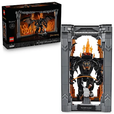 LEGO Icons The Lord of the Rings: Balrog Book Nook Bookshelf Decor Kit for Adults 18+ - 10367