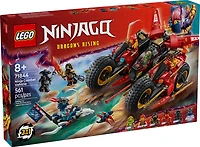 LEGO NINJAGO Le Véhicule de Combat des Ninjas 3en1, Ensemble de Construction avec 2 Motos Ninja, 1 Avion et 6 Figurines 71844