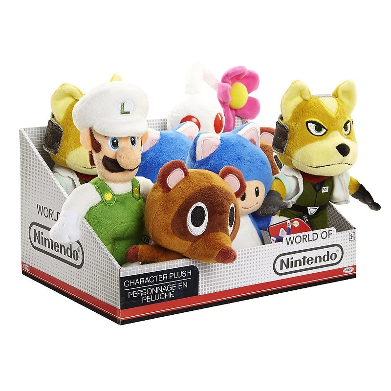 Nintendo - Peluche Monde de Nintendo Vague 6 - Luigi de feu, Pikmin Blanc, Timmy et Tommy, Star Fox et Toad Chat