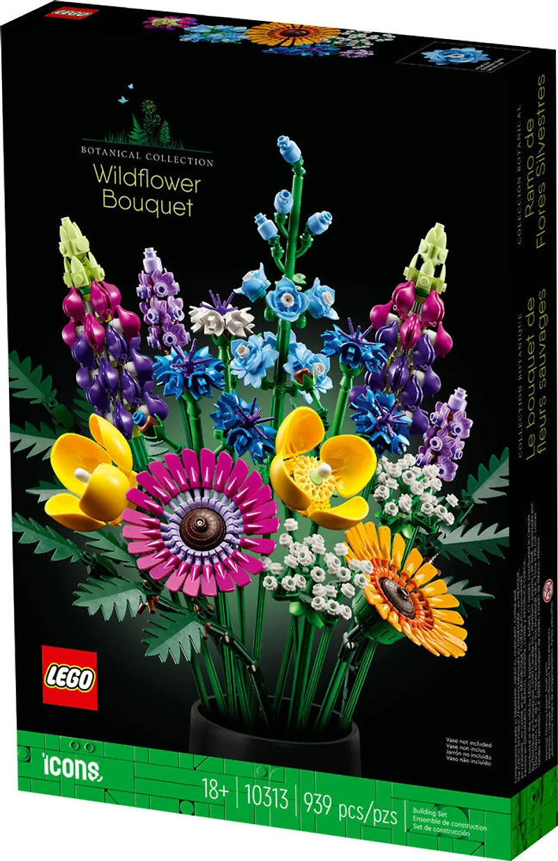 LEGO Icons Wildflower Bouquet 10313 Building Set for Adults; A Wildflower Gift and an Immersive Project for Adults (939 Pieces)