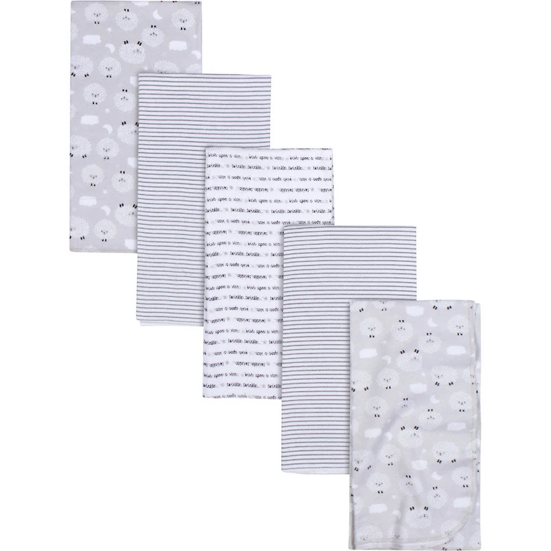 Gerber 5 Pack Flannel Receiving Blanket - Sheep print