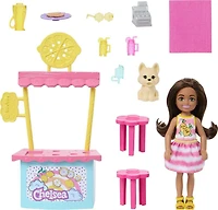 Barbie Chelsea Lemonade Stand Playset with Brunette Small Doll, Puppy, Stand & Accessories Barbie Chelsea Doll & Accessories, Lemonade Stand Playset with Brunette Small Doll, Puppy, Stand & Pieces