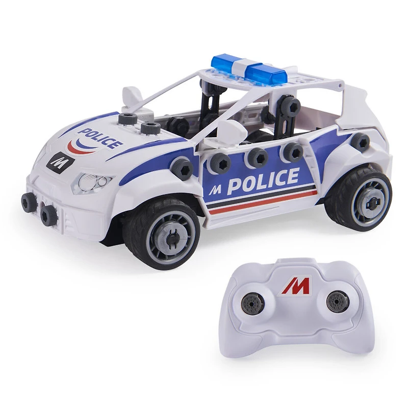 Meccano Junior, RC Police Car with Working Trunk and Real Tools, Toy Model Building Kit
