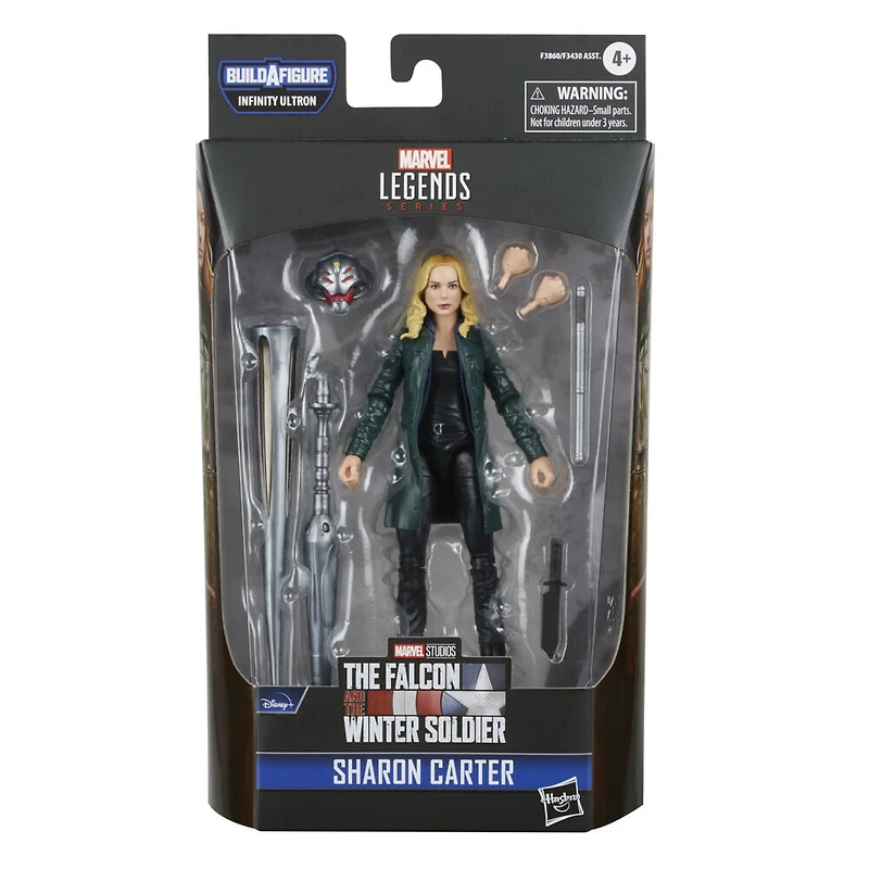 Marvel Legends Series, figurine de collection Sharon Carter de 15 cm MCU Disney+, 4 accessoires et 2 pièce Build-a-Figure