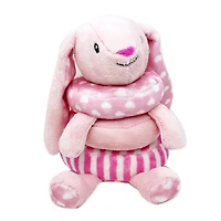 Jouet d’activité à empiler en peluche Bab & Tot : lapin rose