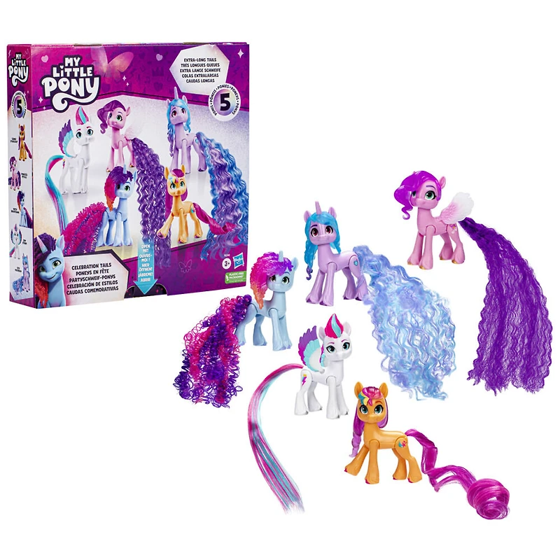 My Little Pony Poneys en fête, pack de 5 figurines de 7,5 cm pour filles et garçons, jouets de licorne - Notre exclusivité