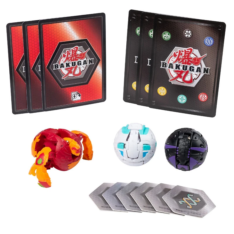 Bakugan - Coffret de départ 3 personnages, Pyrus Gorthion, Créatures transformables à collectionner.