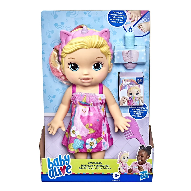 Baby Alive poupée Bébé beauté 32,5 cm à baigner, thème licorne